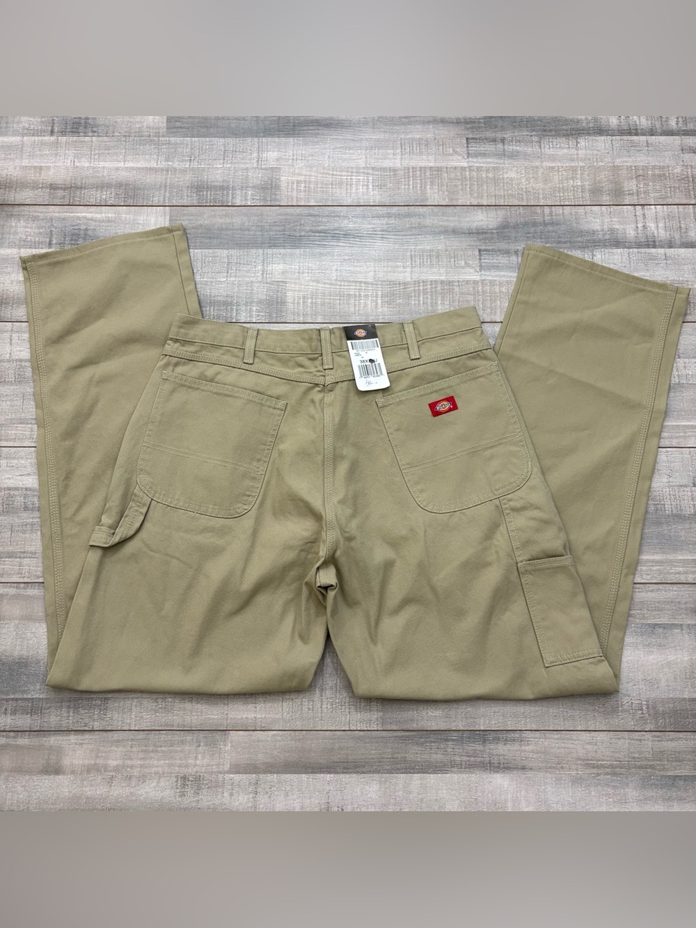 Dickies Canvas Carpenter Pants Men 38x36 Beige 100% Cotton Hammer Loop Work NWT